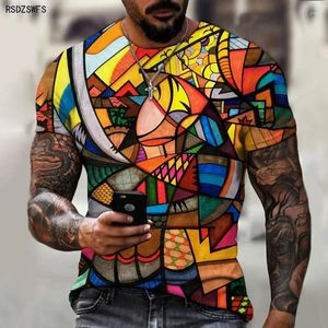 T-shirts pour hommes Top Sales en France T-shirts Street Design Trend Graffiti 3D Printing Cartoon Letters Stripe Elements Casual