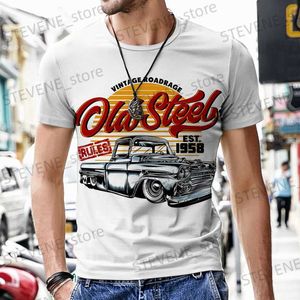 T-shirts pour hommes Tops T-shirts pour hommes Vintage Car Design Harajuku Sportswear 2022 Nouveau Short Slve Luxe Mode Chaud O Cou Survêtement Strt Ts T240325