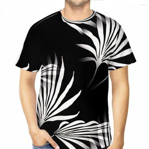 Camisetas de hombre Tropical Palm Fronds Estampado de hojas Blanco y negro 3D Impreso Camisa para hombre Unisex Poliéster Suelto Fitness Tops Beach Hombre Tees