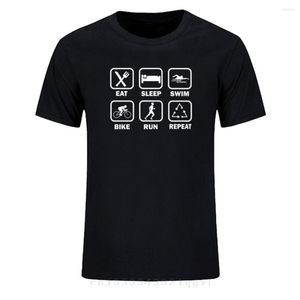 T-shirts pour hommes t-shirt hommes drôle manger sommeil Triathlon hommes Style d'été à manches courtes chemise col rond Cool t-shirts hauts t-shirt