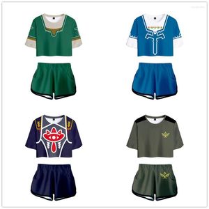 T-shirts pour hommes Tshirt The Hyrule Fantasy Summer Sexy Two Piece Set Breath Of Wild Shirt Femme Shorts et Crop Top Fashion Survêtement