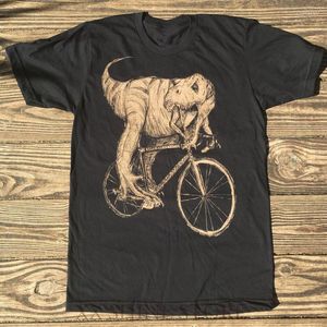 Camisetas para hombre Tyrannosaurus Rex en una bicicleta, camiseta para hombre, camiseta unisex de algodón, gráfica hecha a mano para bicicleta, tallas Xs-xxl