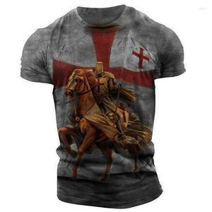 T-shirts pour hommes Unisexe Tee Horse Templar Cross Graphic Prints 3D Print Outdoor Street Short Sleeve Apparel Vintage Sports Designer
