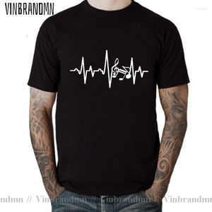 T-shirts pour hommes VINBRANDMN MUSICIEN EKG ECG MENS T-SHIRT GUITAR PLAYER MUSIC DRUMMER GUITARIST BAND HIP HOP SHIRT MEN TRENDY FASHION TEE