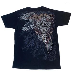 T-shirts pour hommes Vintage Harajuku E Girl Gothic Mall Goth T-shirt Y2K Cyber Grunge Cross Wing imprimé 90s Top à manches courtes pour femmes