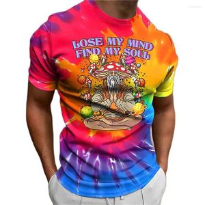 Camisetas de hombre Vintage Tie Dye Mushroom Print Camisetas de hombre Summer O Collar Loose manga corta Tee Outdoor Daily Men Clothing Apparel