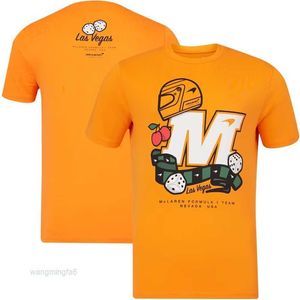 Camisetas para hombres Botellas de agua Jaulas 24 Nuevo traje F1 Mclaren Racing Team Cuello redondo Manga corta Sudor Primavera / verano Ropa casual para hombres 0xwq