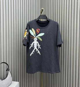 Camisetas para hombre, camisetas de manga corta con cuello redondo bordado para mujer, camisetas de lujo de estilo playero informal y elegante de Color dulce para primavera