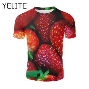 Camisetas para hombres YELITE fresa camiseta camiseta de fruta fresca camiseta impresa 3D verano hombres ropa casual divertido manga corta fitness tops tee