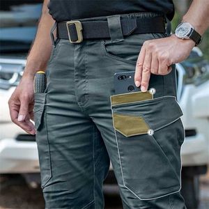 Pantalones tácticos para hombre, pantalones militares de cintura elástica con múltiples bolsillos, pantalones Cargo informales para hombre, ropa ajustada 5XL 211201