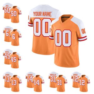 Tampa''bay''buccaneers''tom Brady Mike E Custom 2023 F.U.S.E. para hombreBlanco/dorado con camiseta de fútbol Ed de 4 estrellas con parche C Throwback Limited