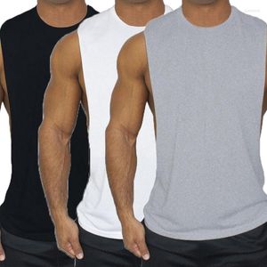 Hommes débardeurs 3 Pack plaine musculation haut hommes été coton mode Fitness ouvert côté gilet Muscle entraînement gymnastique sans manches chemise