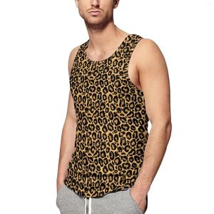 Camisetas sin mangas para hombre Cheetah Brown Orange Top Patrón de leopardo para hombre Estampado animal Vintage Verano Entrenamiento Gráfico Chalecos sin mangas Tamaño grande