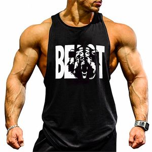 Débardeurs pour hommes Gym Marque vêtements Bodybuilding Fitness Hommes réservoirs de course entraînement BEAST imprimer gilet Stringer sportswear muscle maillot de corps 230506