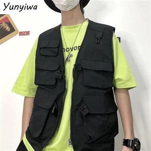 Tops pour hommes gilet coréen hommes femmes tendance tactique fonction tactique veste outillage noir unisexe streetwear hip hop multi-poche