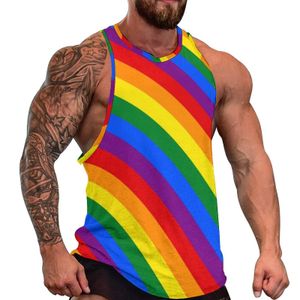 Camisetas sin mangas para hombres LGBT Rainbow Tank Top Hombre Gay Pride Flag Cool Tops Summer Gym Pattern Chalecos sin mangas 3XL 4XL 5XL 230620