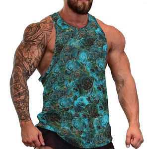 Camisetas sin mangas para hombre, Top diario con flores rosas, flores doradas con purpurina para gimnasio, camisas sin mangas a la moda con gráficos de talla grande 4XL 5XL