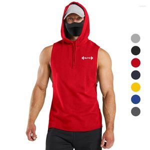 Débardeurs pour hommes Pull d'été à capuche Sports Fitness Basket-ball Camp d'entraînement Épaule Coupe Manches Gilet Coupe ample Sans manches T-shirt À Capuche