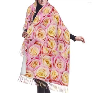 Débardeurs pour hommes Foulards chauds Bouquet de fleurs roses bicolores roses et jaunes Mode Châle Gland Wrap Cou Bandeau Hijabs Étole