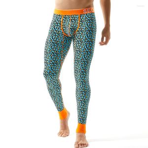 Ropa interior térmica para hombre Calzoncillos largos con estampado de leopardo de algodón para hombre Leggings calzoncillos cálidos sexis Hip Hop invierno juvenil