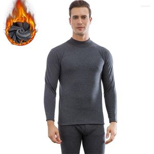 Ropa interior térmica para hombre, Calzoncillos largos de invierno con cuello medio, conjuntos de forro polar para mantener el calor, camisa térmica negra de alta calidad, conjunto de pantalones