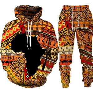 Chándales para hombre 2022 estilo nacional 3D estampado sudaderas con capucha trajes hombres mujeres chándal conjuntos de 2 piezas de manga larga ropa étnica africana Danshiki