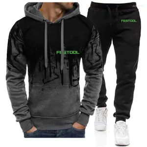 Socistas de canciones para hombres 2024 Herramientas Festool Men Primavera Autumn Gradiente Impresión Color Juego de sujeción de sudadera casual