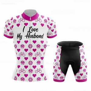 Chándales para hombres 2024 Mujeres Pink Heart Short Seve Ciclismo Jersey Conjuntos SummerMaillot Ropa Ciclismo Bicyc Ropa Camisas de bicicletaH2421
