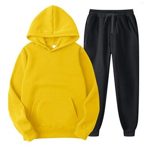 Chándales para hombres Trajes para niños Conjunto de chaqueta con corbatas Hombres ajustados Noche para hombres Color a juego Dos piezas con capucha Bolsillo con cordones Jersey