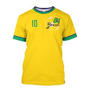 Survêtements pour hommes Brésil Jersey T-shirt Drapeau Brésilien Sélection Équipe de Football Chemise O Cou Surdimensionné Coton À Manches Courtes Vêtements Top 230529