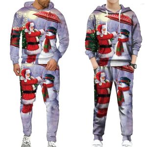 Survêtements pour hommes Famille Joyeux Noël Sweat à capuche/Costumes Père Mère Fille Fils Tenues Assorties Look Année Enfants Ensemble de Survêtement à Capuche Adulte