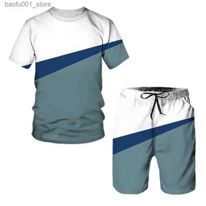 Survêtements pour hommes à la mode court été décontracté col rond T-shirt à manches courtes ensemble unisexe haut de sport en plein air ensemble 2 pièces Q240228