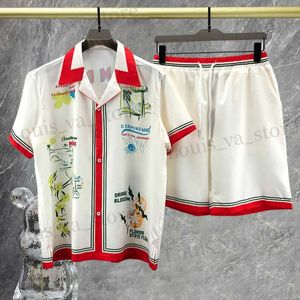 Suits-survêtement masculins Hip Hop Casual Beach Holiday Short Slve Stume Hawaiian Shirt Strtwear Lettre motif de chemises Strtwear MenSuis de survêtement Men Set T240409