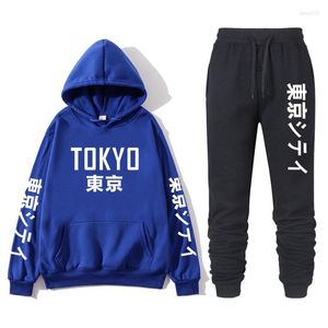 Survêtements pour hommes Impression de mode de rue japonaise avec Tokyo Bay Sweat à capuche Marque Sportswear Hip Hop Sweat-shirt Pantalon de sport Automne