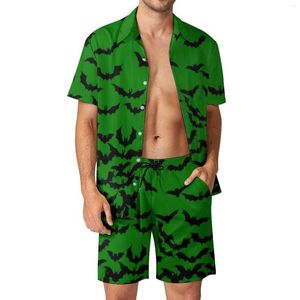 Survêtements pour hommes Just Bats Green Men Sets Halloween Casual Shorts Vacation Shirt Set Summer Retro Graphic Suit Short-Sleeve Oversized