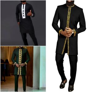 Chándales para hombres Hombres Conjunto de traje de 2 piezas Impreso Negocios Casual Top Pantalones Traje Estilo étnico Verano Dashiki Vestidos Fiesta Boda Ropa de caballero 230904