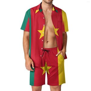 Survêtements Homme Costume de Plage Homme Drapeau Cameroun Mini Jupe Robe Cameroun 2 Pièces Vintage Loisirs Top Qualité