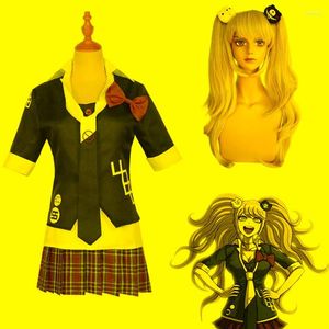 Chándales para hombre, disfraz de Cosplay de Anime para hombre, uniforme Danganronpa Enoshima Junko JK, ropa de trabajo de café, Falda corta de doble cola