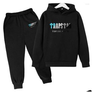 Hommes Survêtements Hommes 2023 Marque Trapstar Imprimé Survêtement Garçons Et Filles 2 Pcs Sweat À Capuche Jogging Costume 4-11 Ans Enfants Drop Dhbig