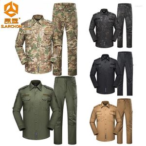 Survêtements pour hommes Entraînement en plein air Camouflage Entraîneur Uniforme Hommes Femmes Multi-poches Tactiques à manches longues Ensembles Escalade Costume de chasse Mâle