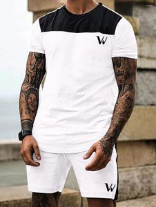 Suisses de survêtement masculines Plus taille Tracksuit Sporty Style T-shirts Imprimé T-shirts Men Short Suit