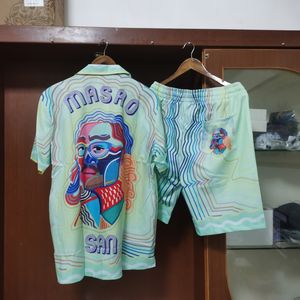 Survêtements pour hommes Real Video Casablanca Chemises Haute Qualité Poker King Coloré Vague Imprimer À Manches Courtes 3XL Été Chemise Hawaïenne pour Hommes Femmes 230621