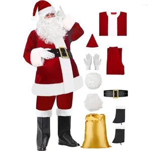 Contorts de survêtement masculins Santa Claus Ventes de 9 pièces Christmas Velvet Adult Luxury Family Party Dress Rôle