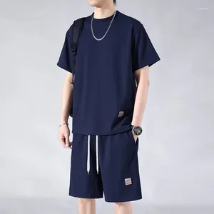Saisissures masculines Summer Summer Souts T-shirts solides Short PinStripe Track Suit Casual Jogging Train Train Train Quality SweetSuit