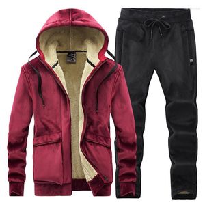 Parcours masculin Suit Sweet Silver Velvet Lamb Cashmere Fleece Chaly Tracks Caping Hiver Hooded Fashion SetS Hoodies Pantalon 2023