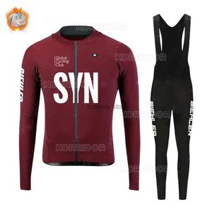 Survêtements pour hommes Syn Winter Cycling Jersey Hommes Set Vêtements Biehr Road Race Bike Shirt SuitLong Seve Bicyc Veste thermique H2421