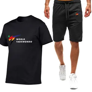 Chándales para hombres WTF World Taekwondo Federation 2024 Impresión en color sólido Camisetas de manga corta Tops Pantalones cortos Algodón Harajuku Traje casual