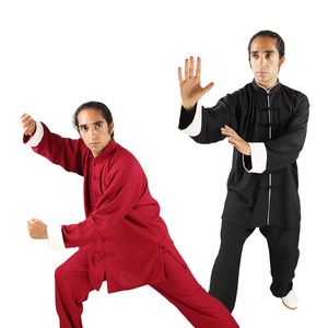 Suits-survêtement masculins Wu Shu Tai Chi Traine Uniforme Men de coton Coton Summer Chinois Kungfu Costumes Femmes Arts martiaux Performance Vêtements Top + Pantalon