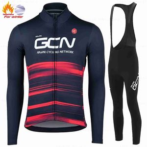 Survêtements pour hommesGCN Team 2023 Hommes Racing Cyclisme Costumes Hiver Chaud Fece Jersey Set Triathlon Mountian Long Seves VêtementsH2421