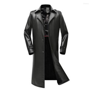 Caítas de gabardinas para hombres 1966 Autumnwinter Ropa de tamaño grande espesado Man Long Coat to Knee Tide Cuero Viol22